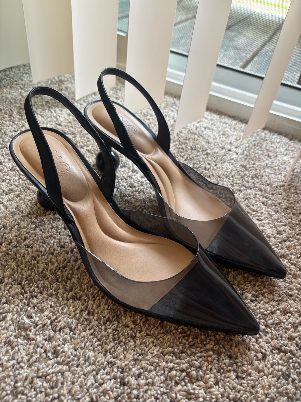 INC. Black Pointed Slingback Heels NWOT
